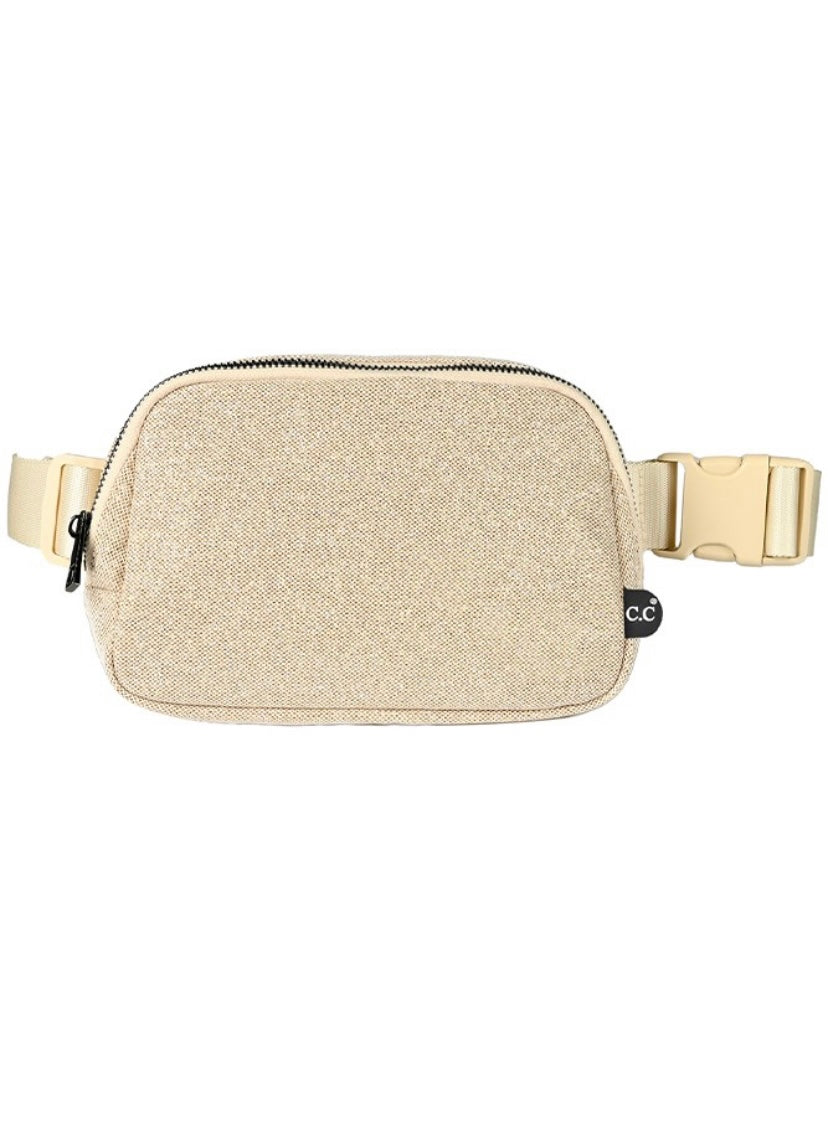 C.C. Glitter Mesh Belt Bag