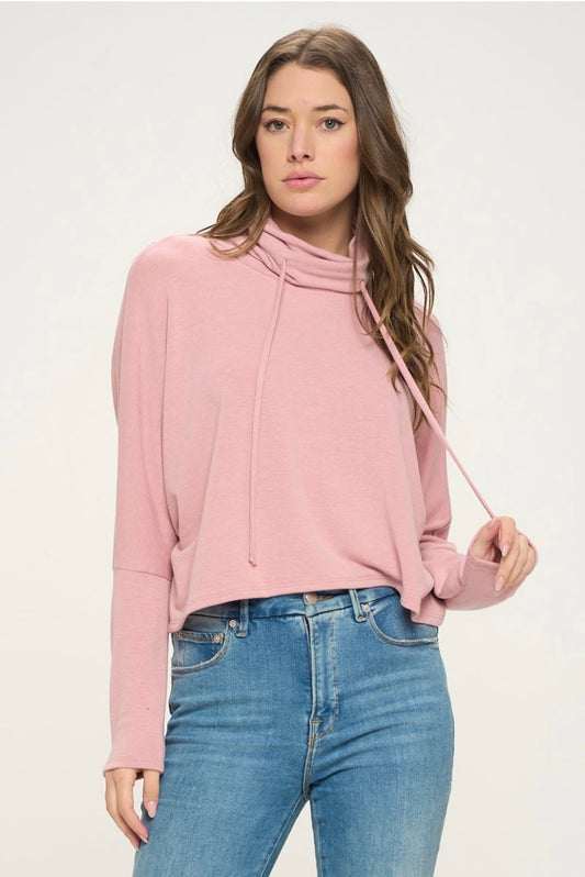 long sleeved cropped french terry top